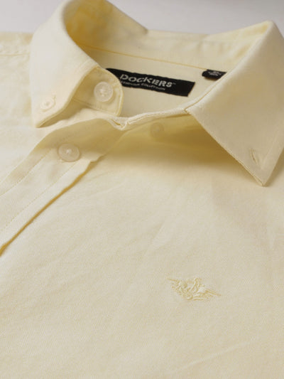 Dockers Men's Yellow Oxford Button-Down Full Sleeve Shirt